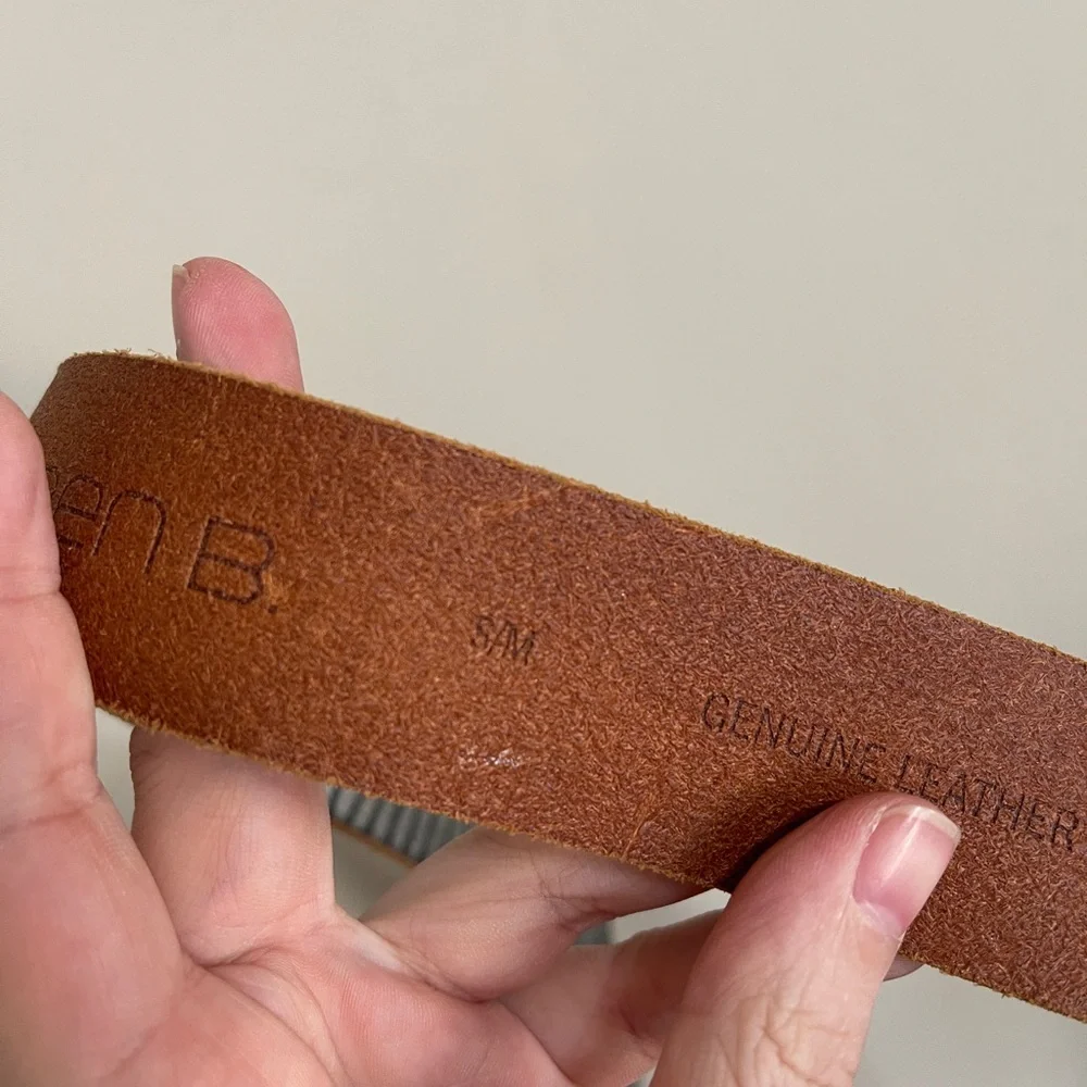 Arden B Silver & Rhinestone Buckle Leather Belt